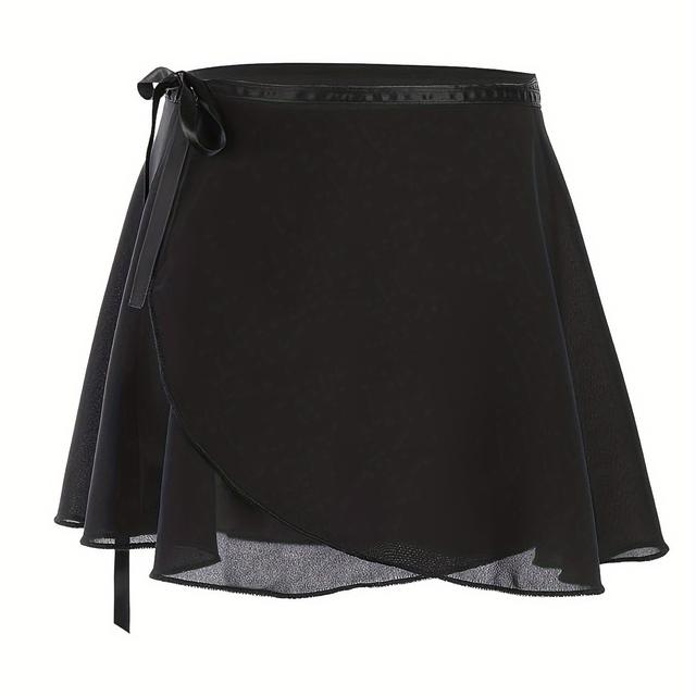 TEMU Жіноча балетна спідниця, цілісна коротка спідниця для тренувань з чорного та рожевого шифону, підходить для танцювальних