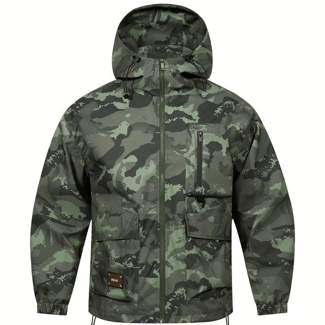 TEMU Mountain System Functional Wind Couple Models Outdoor Camouflage Hooded Punching Jacket Large Pockets Work Jacket Jacket Men
