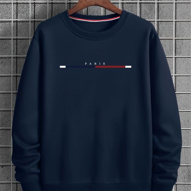 TEMU 세련되고 다재다능한 창의적인 긴 레터 프린트 Sweatshirt, 라운드넥 디자인으로 캐주얼 스포츠웨어에 완벽