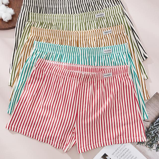 TEMU 5pcs Men's Underwear Set: Stylish Striped Print Boxer Briefs, Soft & Breathable High-quality Fabric, Comfortable Boxing Shorts - Gift For Men