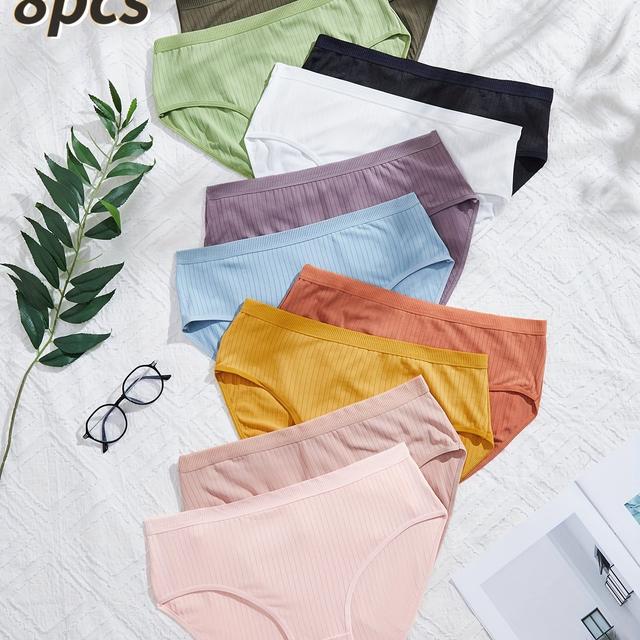 TEMU 8 kusů pohodlného a měkkého dámského spodního prádla ve větších velikostech v různých barvách, dodáváno náhodně