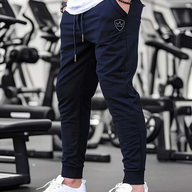 TEMU Calças Jogger Masculinas de Cor Sólida com Cordão e Estampa de de , Leves e Respiráveis, Ajuste Slim para Corrida e Ginástica, Ideais para Atividades ao Ar Livre
