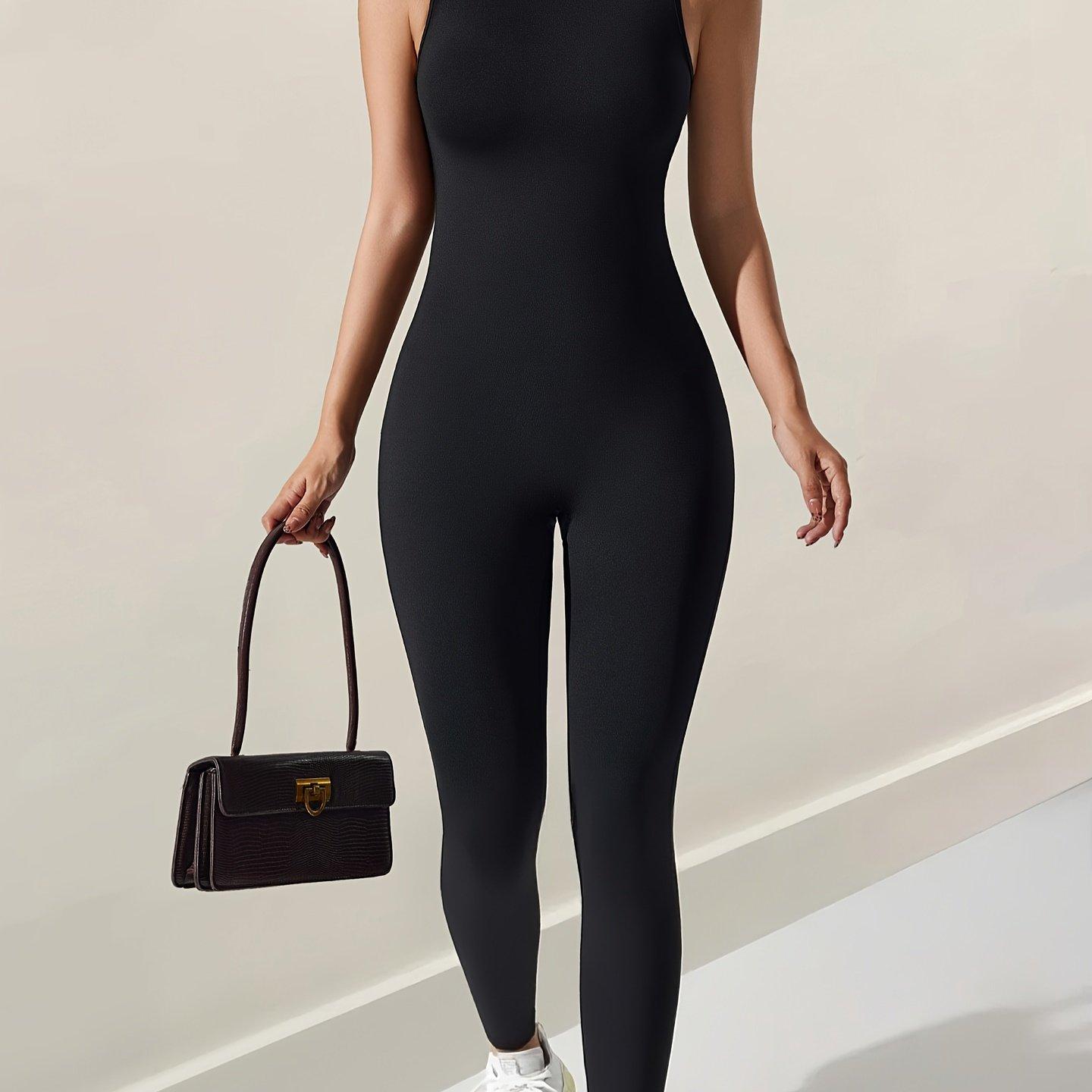 TEMU Women's Jumpsuit, Sleeveless, Slim Fit, Zipper, High Waist, Sporty Casual Jumpsuit