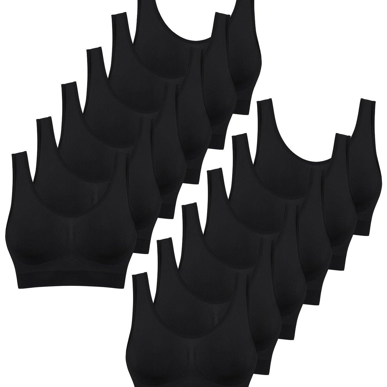 TEMU Ensemble de 12 pièces de soutien-gorge de sport couture, confortable, haute élasticité, simple épaisseur, non rembourré, sous-vêtements pour femmes