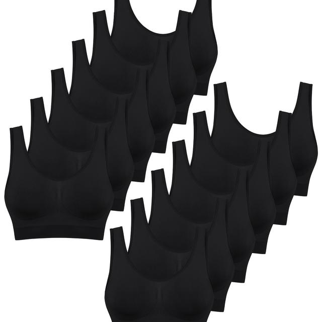 TEMU Ensemble de 12 pièces de soutien-gorge de sport couture, confortable, haute élasticité, simple épaisseur, non rembourré, sous-vêtements pour femmes