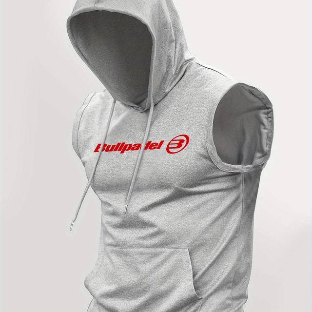 TEMU Camiseta Sin con Capucha para Hombre - Tejido Transpirable, Cordón Ajustable, Bolsillo y Estampado del , Diseño Deportivo Ligero para Actividades al Aire Libre y Uso Casual, Estilo