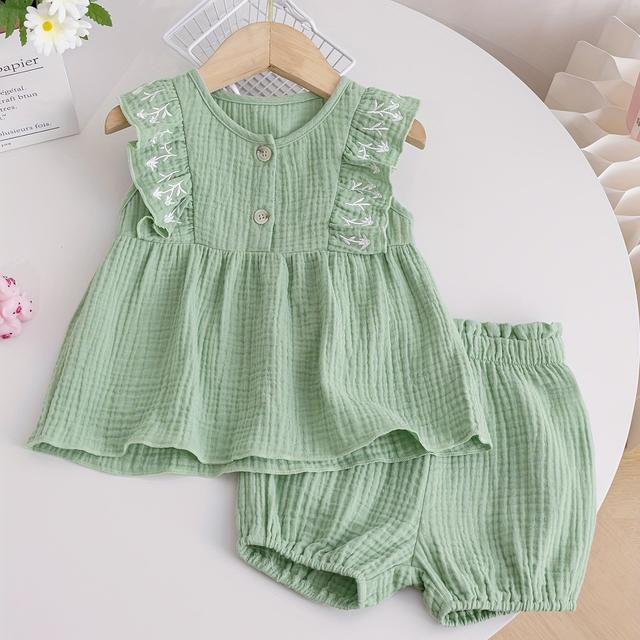 TEMU Conjunto de para jóvenes, tejido acanalado, , rosa lindo, , naranja , verde , para exteriores.