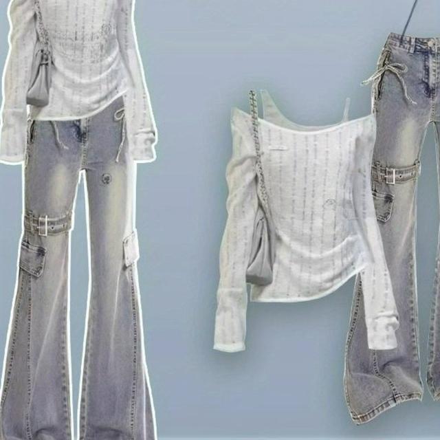 TEMU 春の肌を露わにする韓国風日焼け止めセット、ジーンズ2セット付き