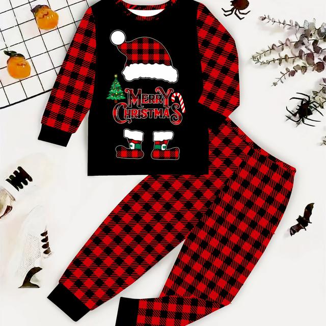 TEMU Kinder Weihnachtsmuster Langarm-Set