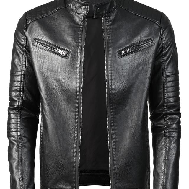 TEMU Men's Casual Stand-collar Jacket, A Stylish And Zip-up Coat Suitable For Spring And Autumn.