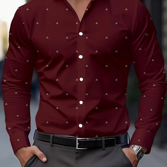 TEMU Chemise à imprimé pour hommes, chemise décontractée à manches longues boutonnée et à col, pour et