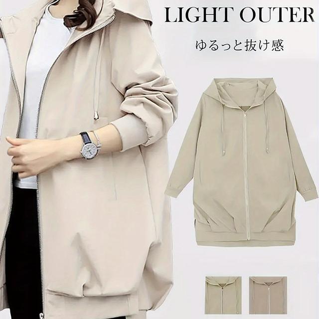 TEMU 早春トレンチコート、女性用2025年新スタイル、春秋韓国版ルーズ、カジュアル、フード付き、個性的なファッション、コート、トレンチコート