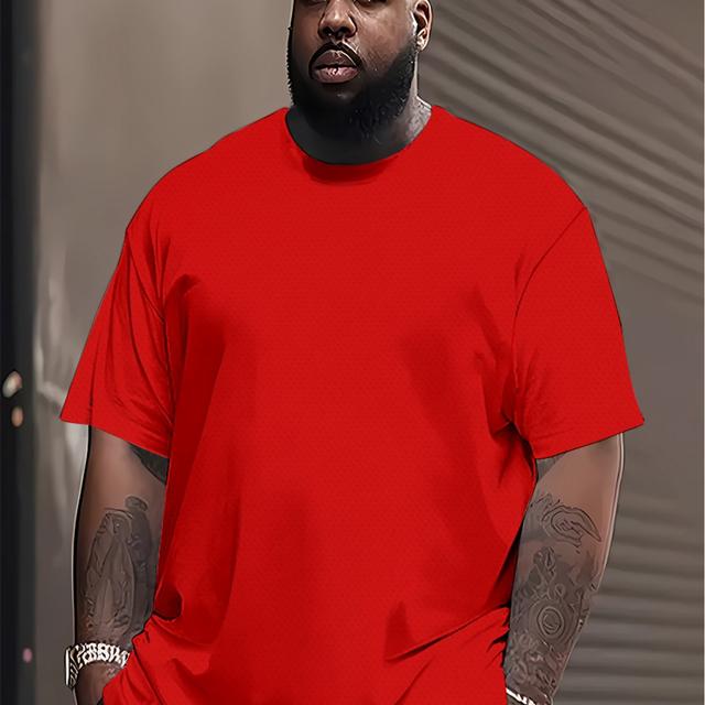 TEMU Camisetas casuales de talla grande para hombre - Color de impresión, cuello redondo, manga corta, poliéster transpirable - Perfectas para el verano, TALLA GRANDE