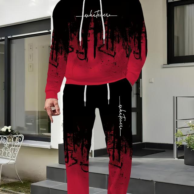 TEMU Conjunto Deportivo Casual para Hombre con Sudadera de Degradado y y Pantalón de Chándal con Cordón