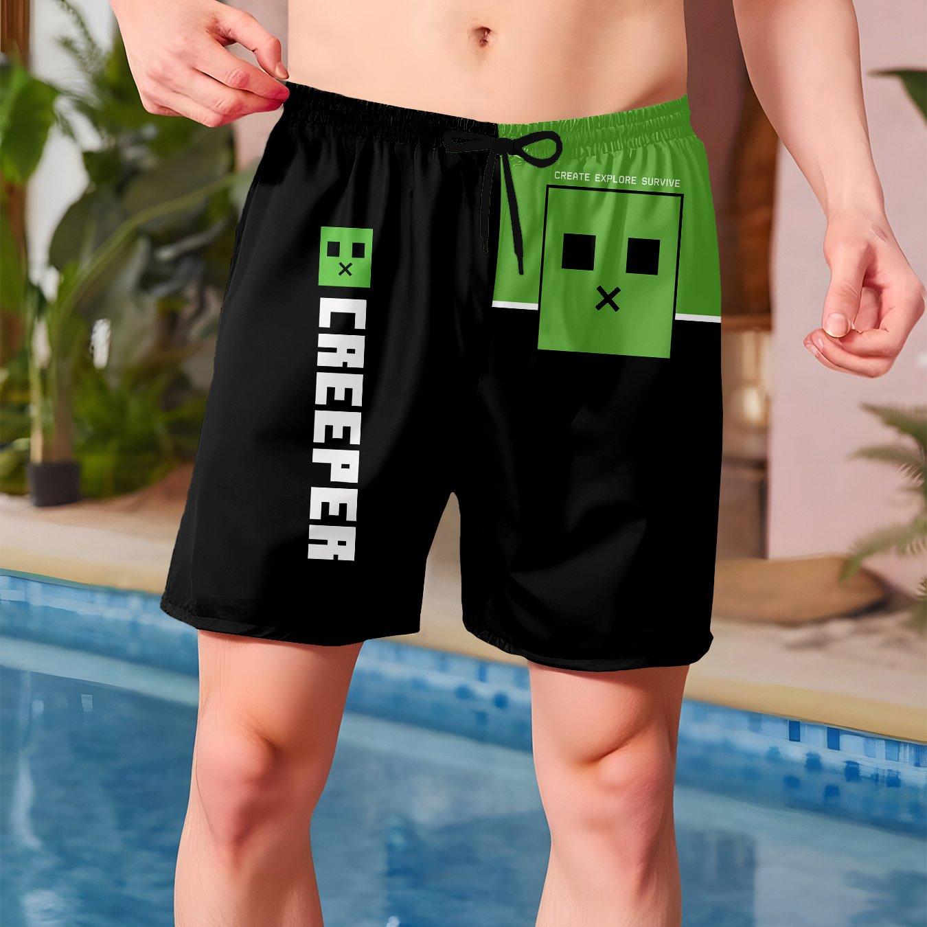 TEMU Boys Fashion Swimming Trunks, Shorts, Beach Pants, Boys' Casual Wave Shorts And Quick-drying Fabrics