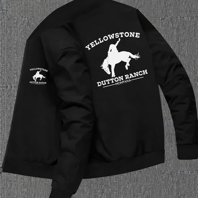 TEMU Men's Slim-fit Casual Jacket Print - Zip-up, Stand Collar, Versatile Outerwear For Fall/winter