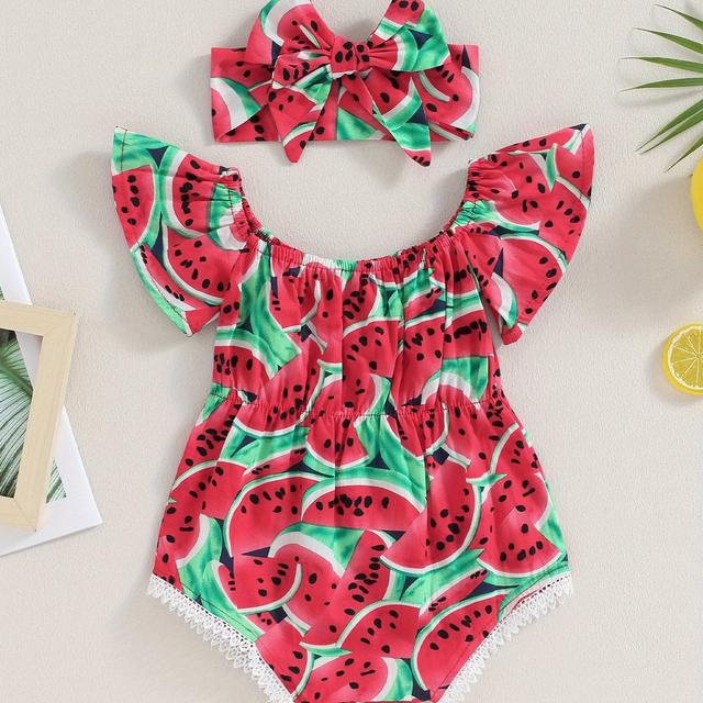 TEMU Mono sin con volantes y estampado de para bebé niña, con , ideal para exteriores