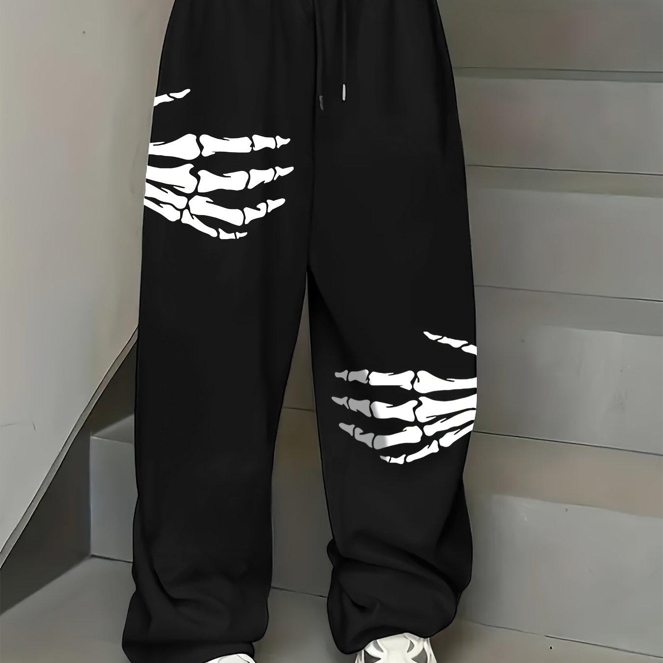 TEMU Leggings de Mujer para Halloween con Estampado de Mano - Pantalones Rectos de Invierno con Cintura Elástica y Dobladillos, Ajuste , Lavable a Máquina, Ropa Casual de Temporada, Tejido