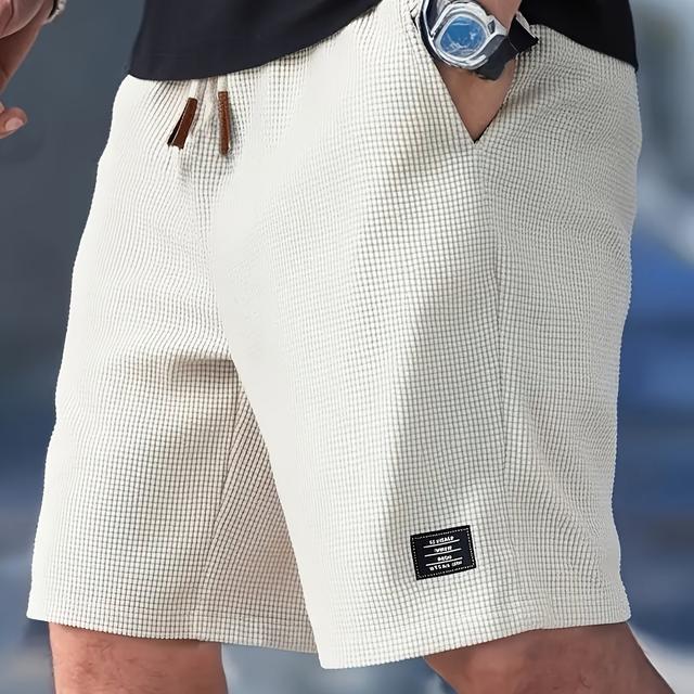 TEMU Casual Corduroy Shorts For Men Featuring An Elastic Waistband And A Drawstring. The Material Is Lightweight, Soft, And Allows For . Ideal For Everyday Casual Outfits