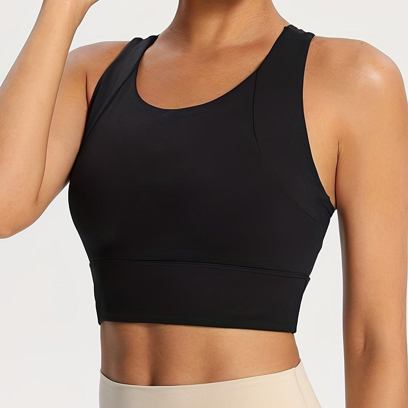 TEMU High- Sports Bra Yoga Vest Fixed Chest Pad Shockproof Breathable Gathering Bra