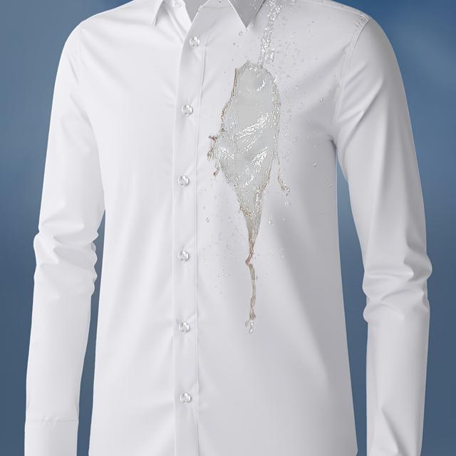 TEMU Chemise Homme à Manches Longues - Style Décontracté Élégant avec Col, Mélange de Coton, Lavable en Machine
