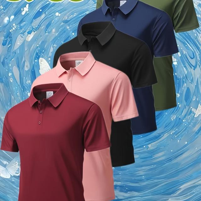 TEMU Conjunto de Polos de Manga Elegantes e Premium para Homem, Fabricados em Material e Disponíveis em Cores Diferentes para Coordenação. São Ideais para Uso no Escritório, Sociais e Ambientes .