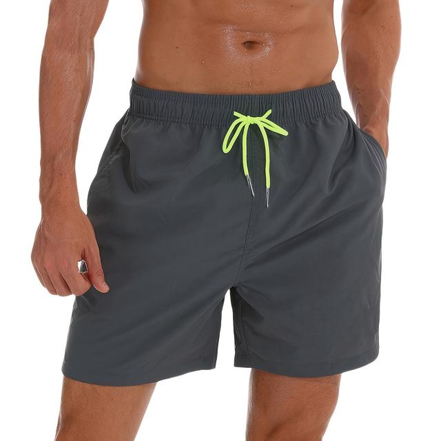 TEMU Men's Quick-dry Swim Trunks With Mesh Lining - Blue Nylon Surf Shorts With Drawstring Waist, Anti-excessive , Comfortable & Durable For Beach And Poolside