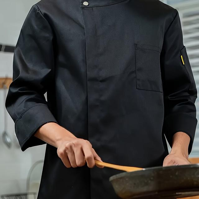 TEMU 1pc Chef's Apron, Black, White And Gray , Suitable For Kitchen, Baking, Lock Catering And Hotel. Shulei Shui Obm