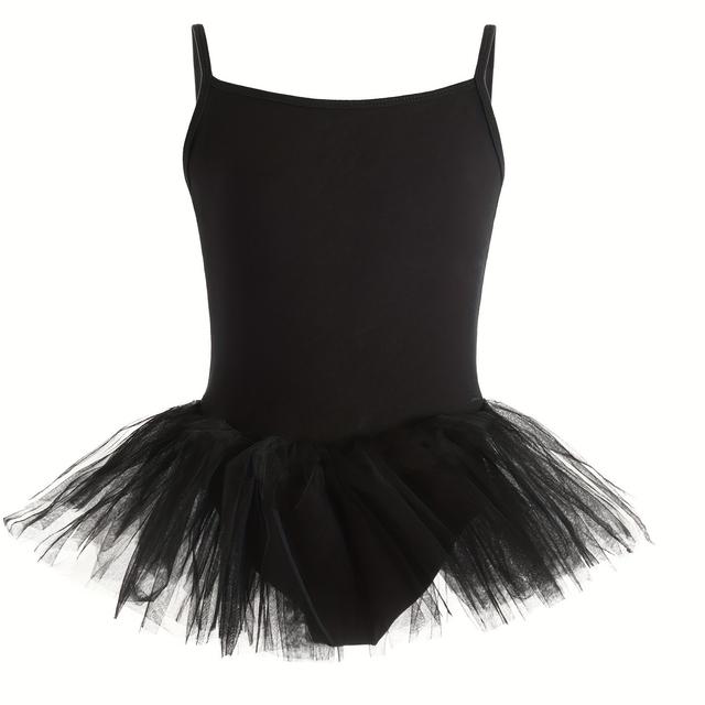 TEMU Sweet Girls Solid Cami Ballet Tutu Dress Layered Mesh Leotard For Dance, For Outdoor