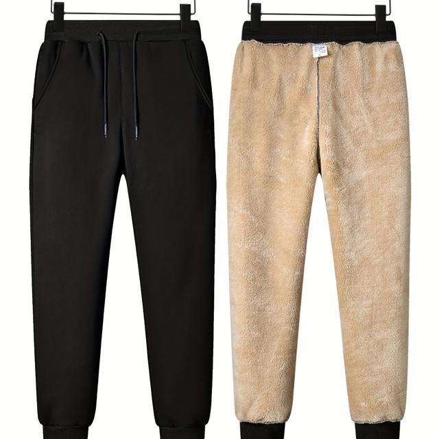 TEMU Herren Freizeithosen mit Extra-Fleece für Herbst und Winter, Verdickte Sport-Sweathosen mit Kordelzug in der Taille, Männer Outdoor Freizeitbekleidung