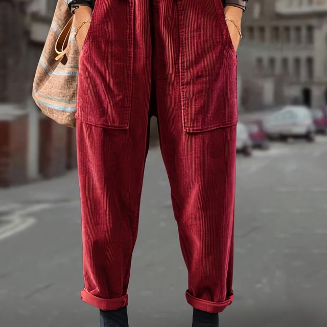 TEMU Große Größen - Trendige neue Damenmode in großen Größen, mit eleganten und bequemen, weichen Cordhosen mit elastischem Bund und .