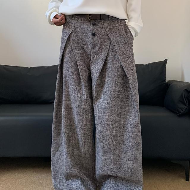 TEMU Geng Yuan Shi Xuan Products, Old Money Style Pleated Suit Pants, Men's Loose Straight-leg Row Button Casual Pants, Wrinkle-resistant And Easy To Care For