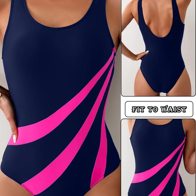 TEMU Bloque de color Cuello Sin espalda Deportes acuáticos Traje de baño , Trajes de baño, Ropa de baño y ropa de mujer