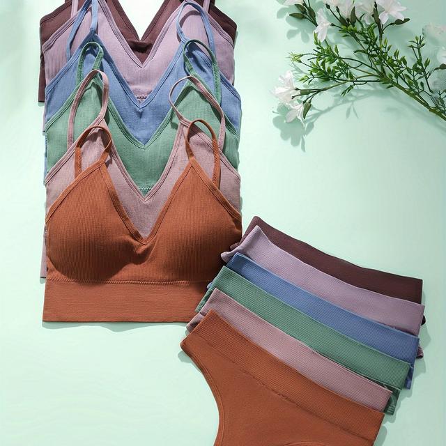 TEMU Sechs-Farben-Kombination Damenunterwäsche und Höschen-Set