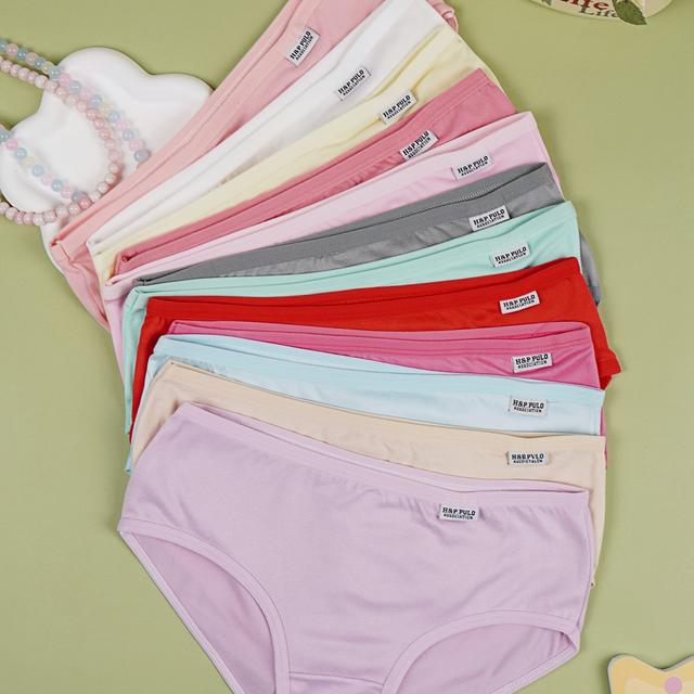 TEMU 10pcs Random Assortment Of Girls' Solid Color Briefs, Cute Candy-colored Panties, Student Shorts, For Teenager