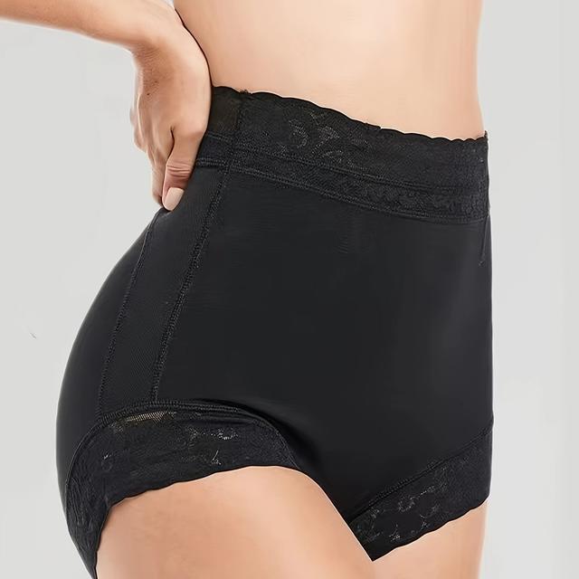 TEMU Solid High-waist Tummy Control Butt Lifter Shapewear Panties - Slimming Body Shaper Knitted Underwear For Women