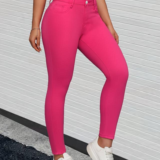 TEMU Fuchsia Stylish Stretchy Skinny Pants