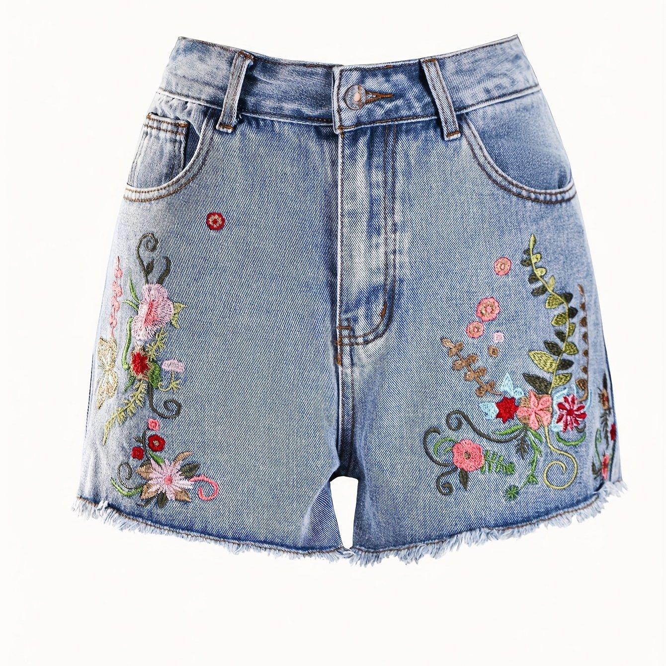 TEMU Women's Embroidered Denim Shorts