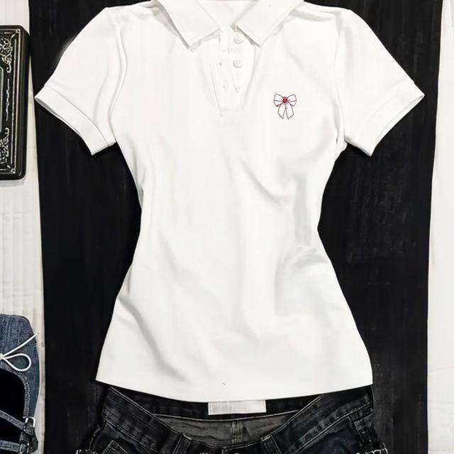 TEMU Camisa Ajustada para Mujer - con - Tops Lavables a Máquina para Casual, Oficina y Todo el Año - Tejido No Transparente - Ropa , , Manga Corta, Duradera, Ideal para Atuendos Diarios y Formales