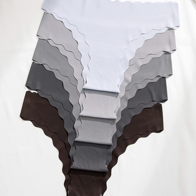 TEMU 5pcs Seamless Wave- Hipster Panties For Women - , Breathable Nylon Blend, Stretch , Assorted Colors (light Blue, Gray, Dark Brown, Black, Navy Blue), Cute Panties