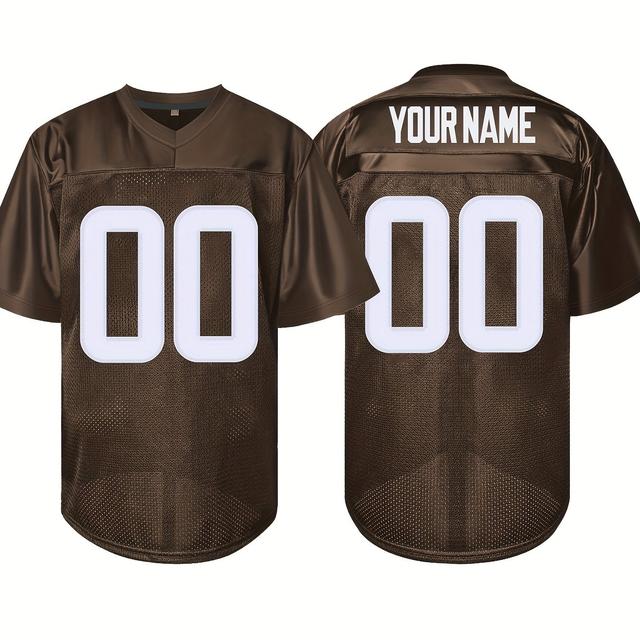 TEMU Camisas de futebol americano masculinas personalizáveis com e números bordados, camisa de futebol para esportes casuais ao ar livre tamanho S-XXXL