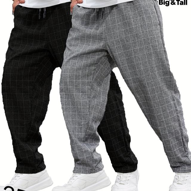 TEMU 2pcs Men's Casual Long Pants Set, Plus Size