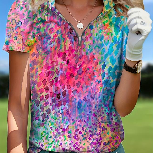 TEMU Europäische und amerikanische Mode-Trends Kurzarm-Poloshirt Damen Freizeit Sportoberteile