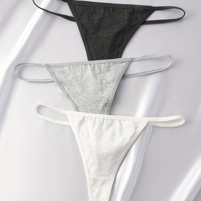TEMU Set Of 3 Women's Underwear! Low-rise Thong, Easy, Comfortable, Breathable, And Seamless, Includes Black-gray, White-gray, And Dark Gray Shorts