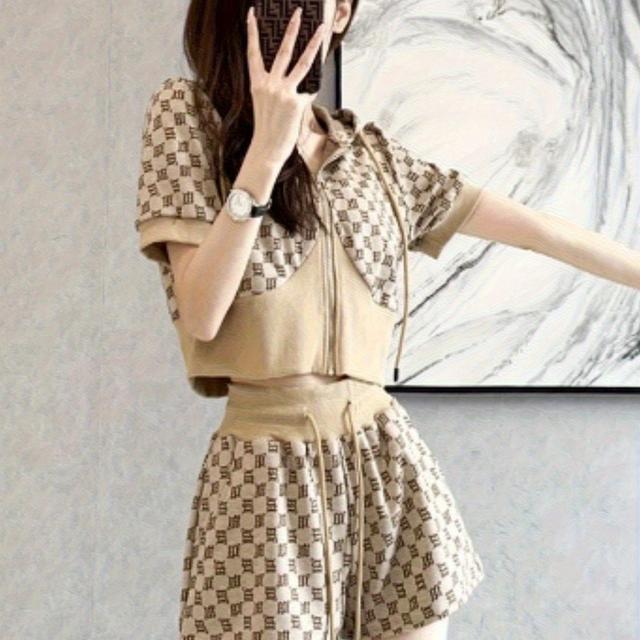 TEMU 夏の新作 韓国風 ファッション カジュアル レトロ レディース ドレスセット