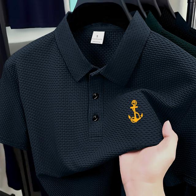 TEMU [new Fabric Top] Large Size Men' Men's Fabric Printed Shirt Pleated Indentation 's High-end Summer Sports And Casual Top | Short-sleeved Solid Color T-shirt Half-sleeved Golf, Fishing, Plus Size