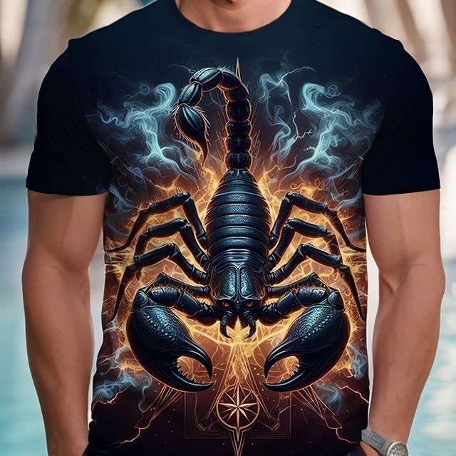 TEMU Plus Size Cool Men's Printed T-shirt, Plus Size