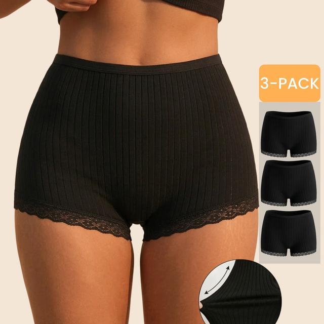 TEMU Набір з 3 шт. жіночих легінсів з мереживом, дихаючі та швидковисихаючі жіночі боксери, жіноча спідня білизна, що відводить вологу та пот