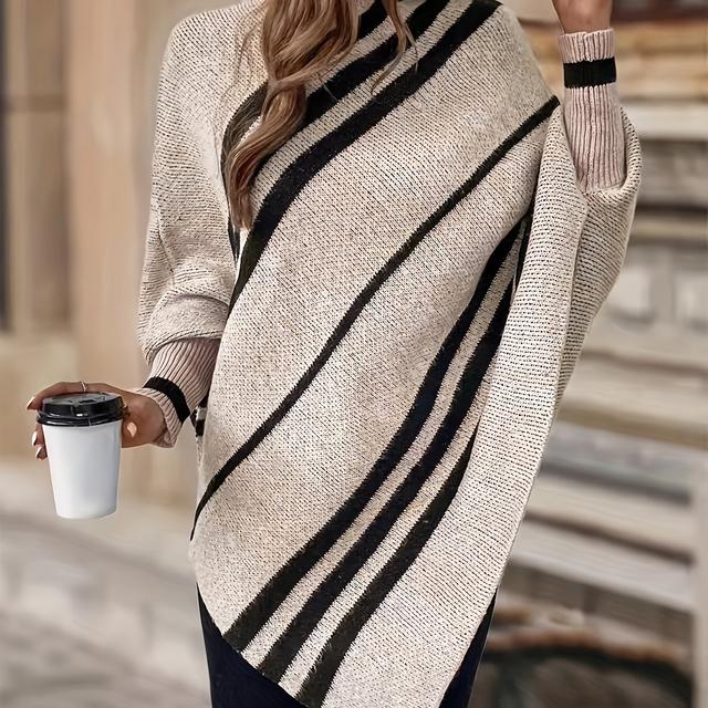 TEMU Dames Vier-Seizoenen Elegante Vleermuismouw Asymmetrische Trui