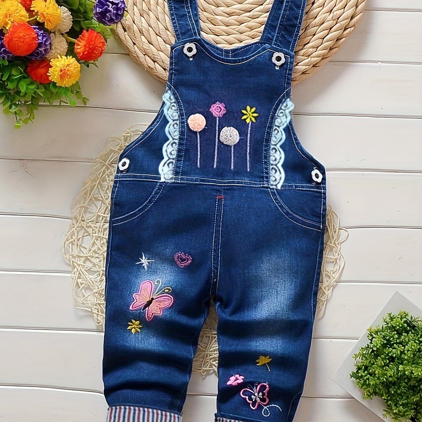 TEMU Girls' Suspender Pants, Perfect For Outdoor